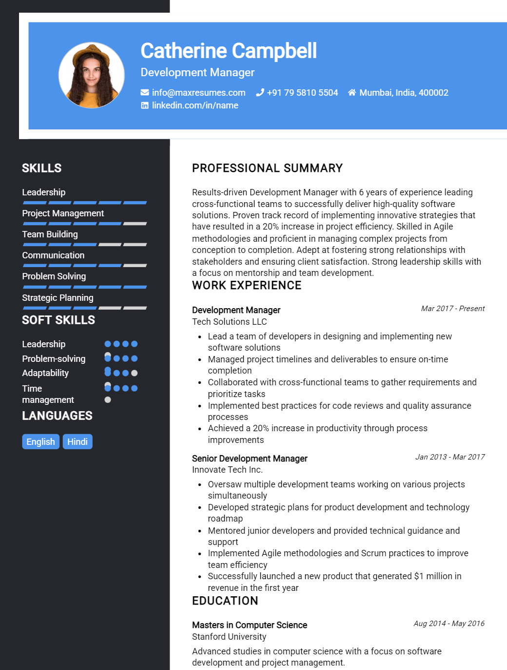development-manager-resume-sample