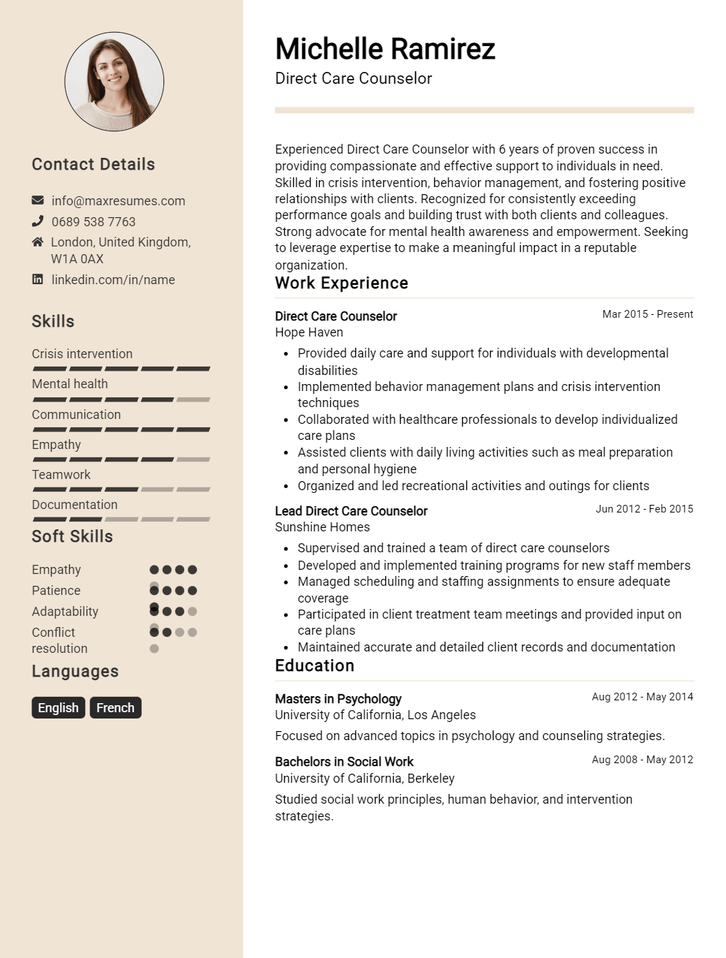 direct-care-counselor-resume-sample