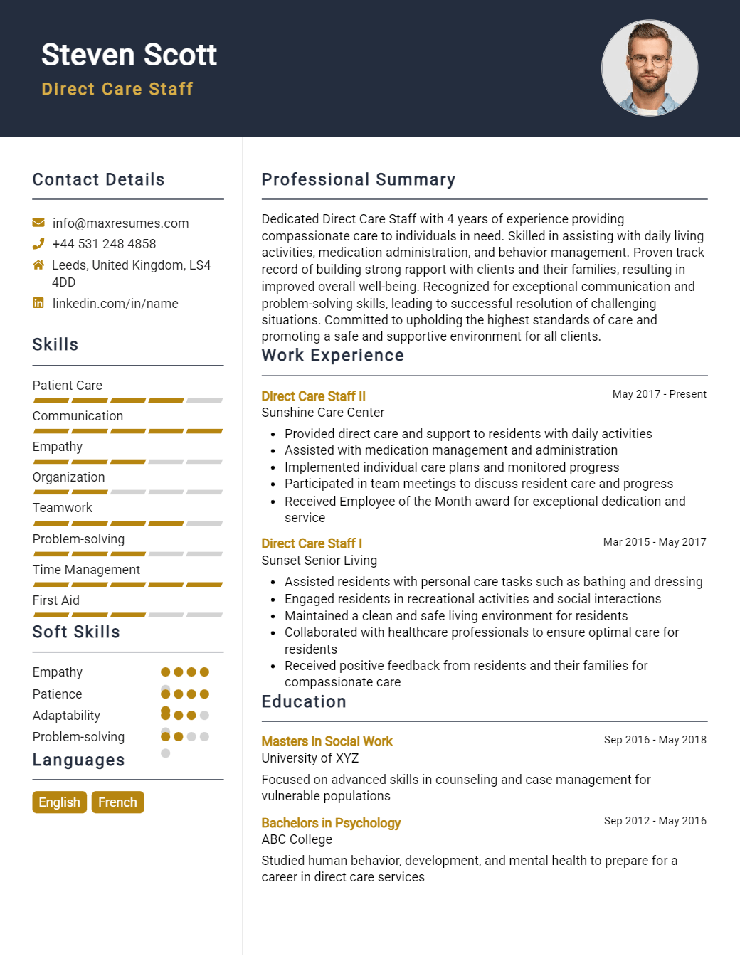 direct-care-staff-resume-sample