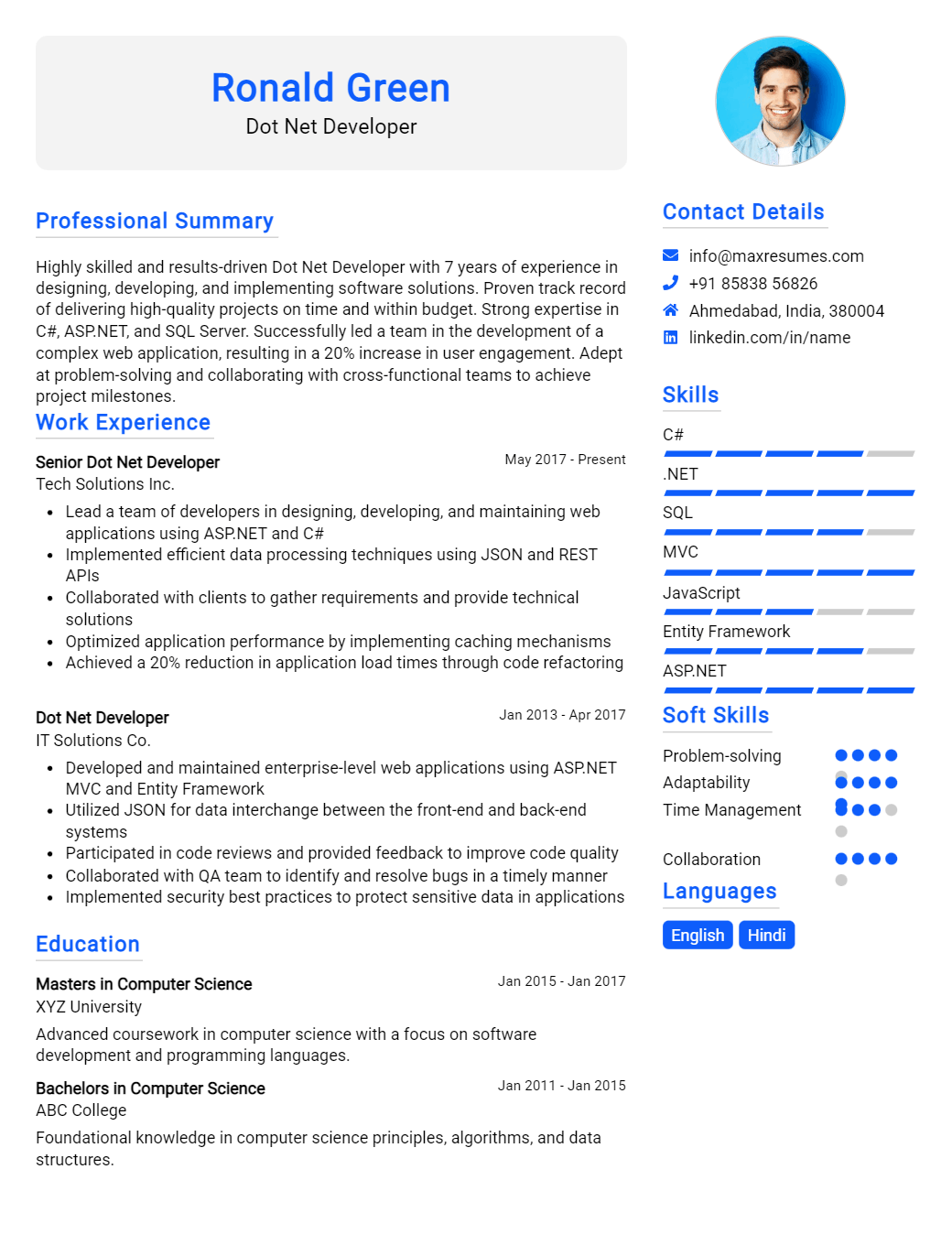 dot-net-developer-resume-sample