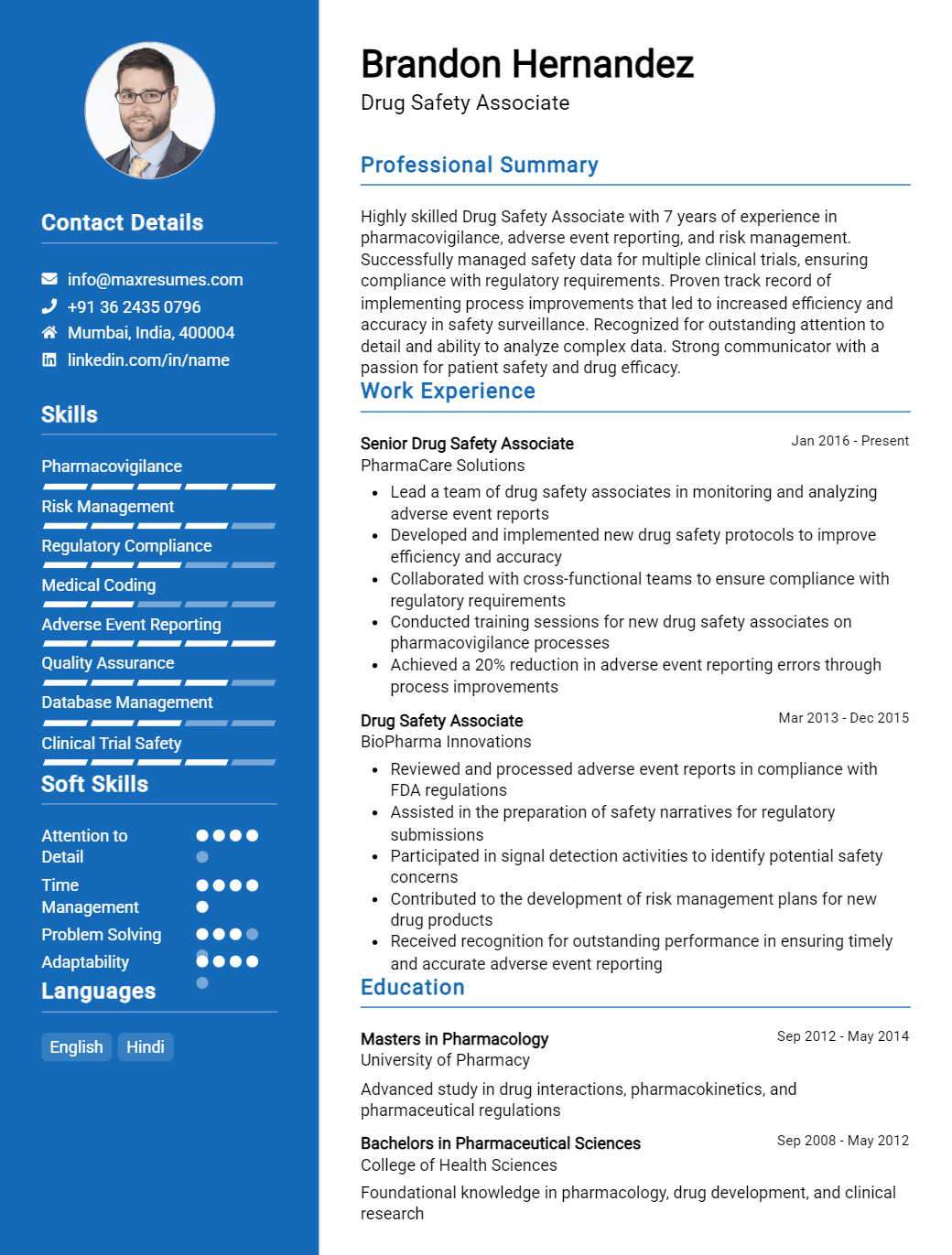 drug-safety-associate-resume-sample