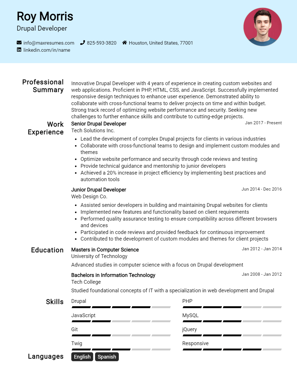 drupal-developer-resume-sample