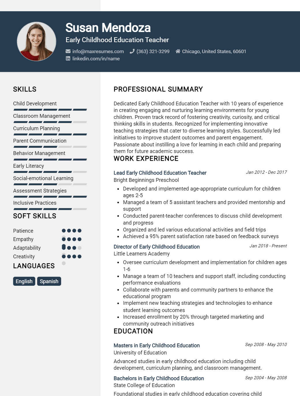 early-childhood-education-teacher-resume-sample