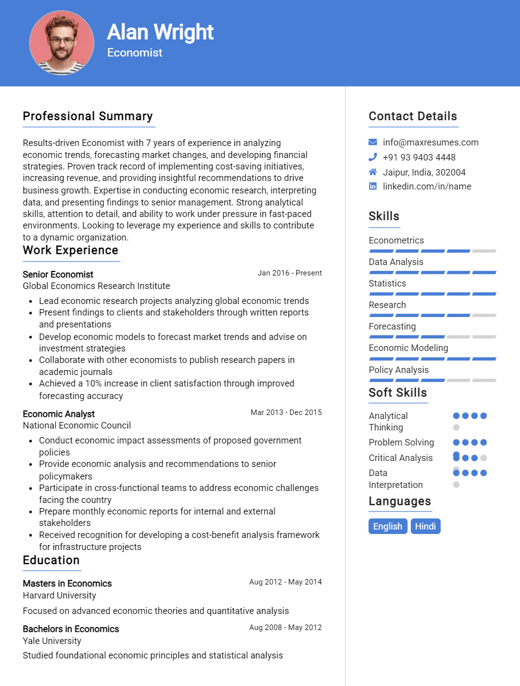 economist-resume-sample
