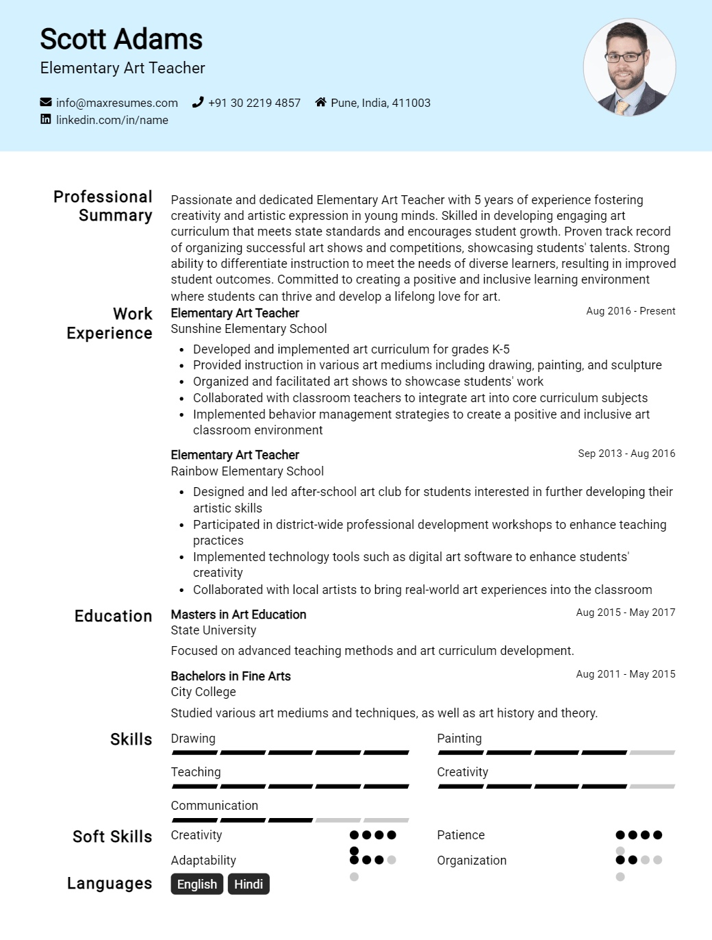 elementary-art-teacher-resume-sample
