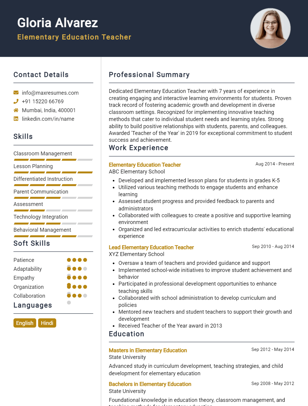 elementary-education-teacher-resume-sample