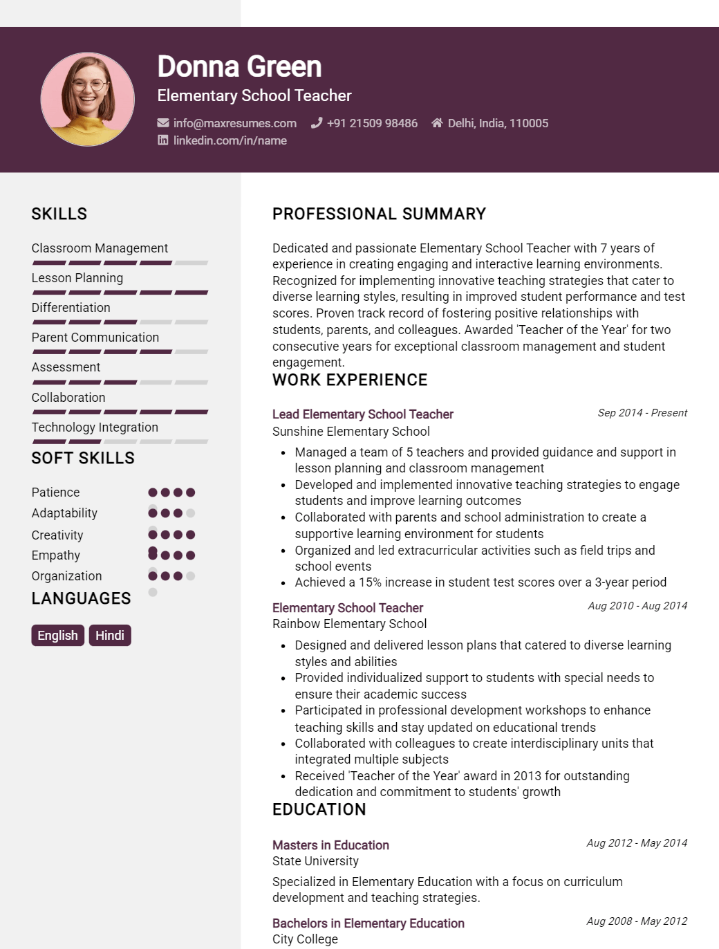 elementary-school-teacher-resume-sample