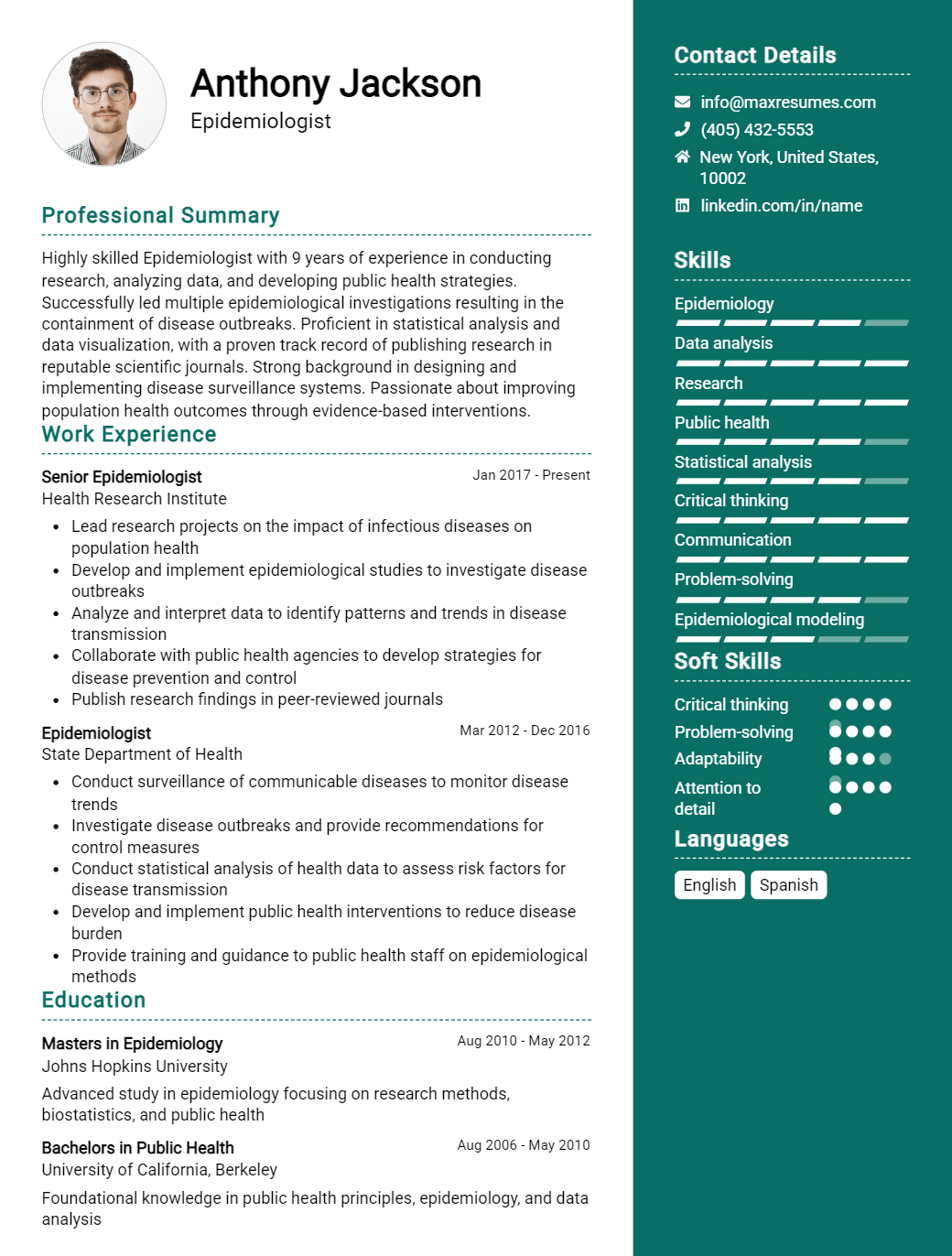 epidemiologist-resume-sample