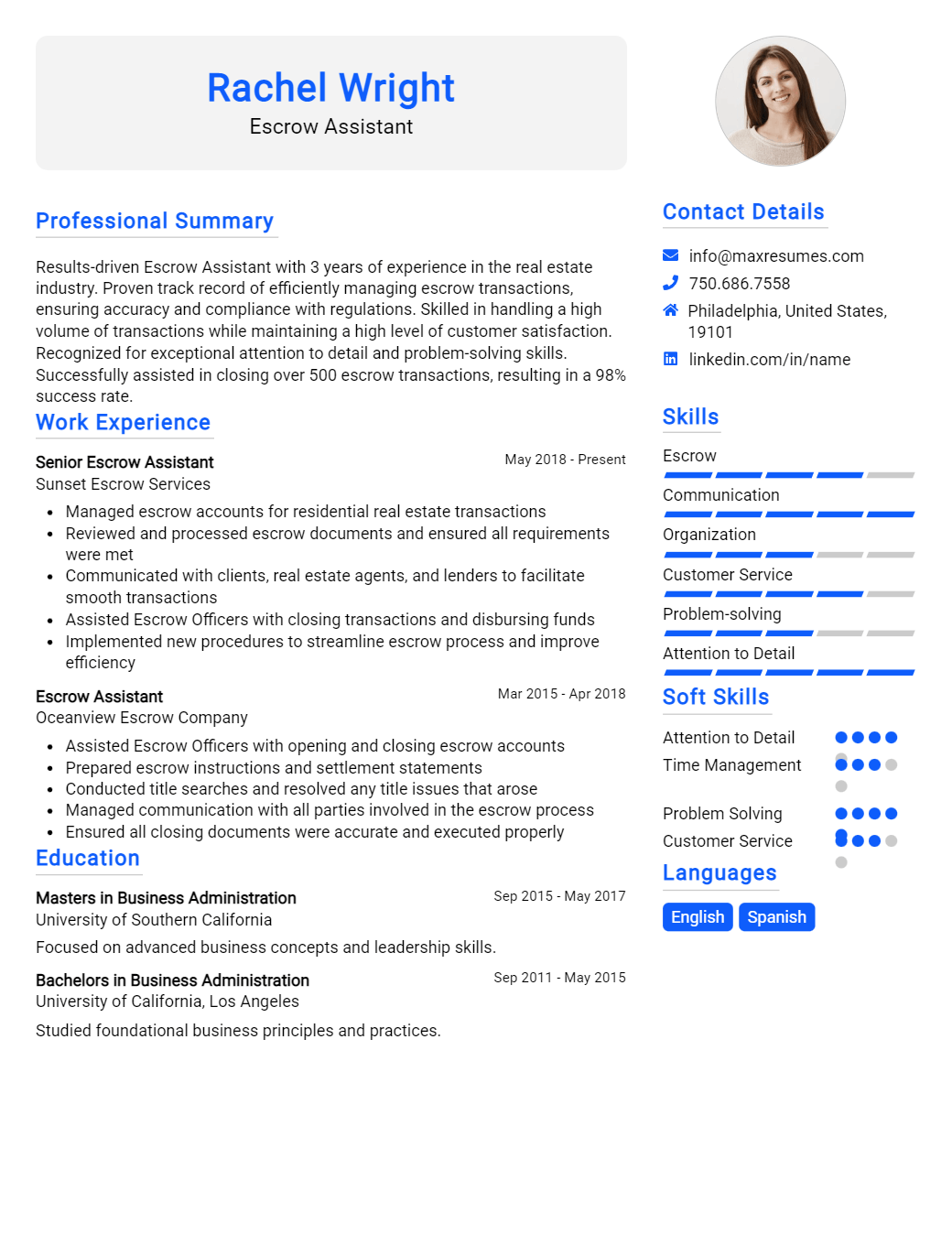 escrow-assistant-resume-sample