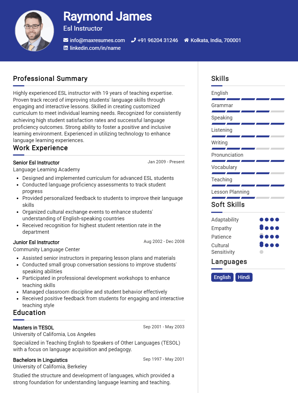 esl-instructor-resume-sample