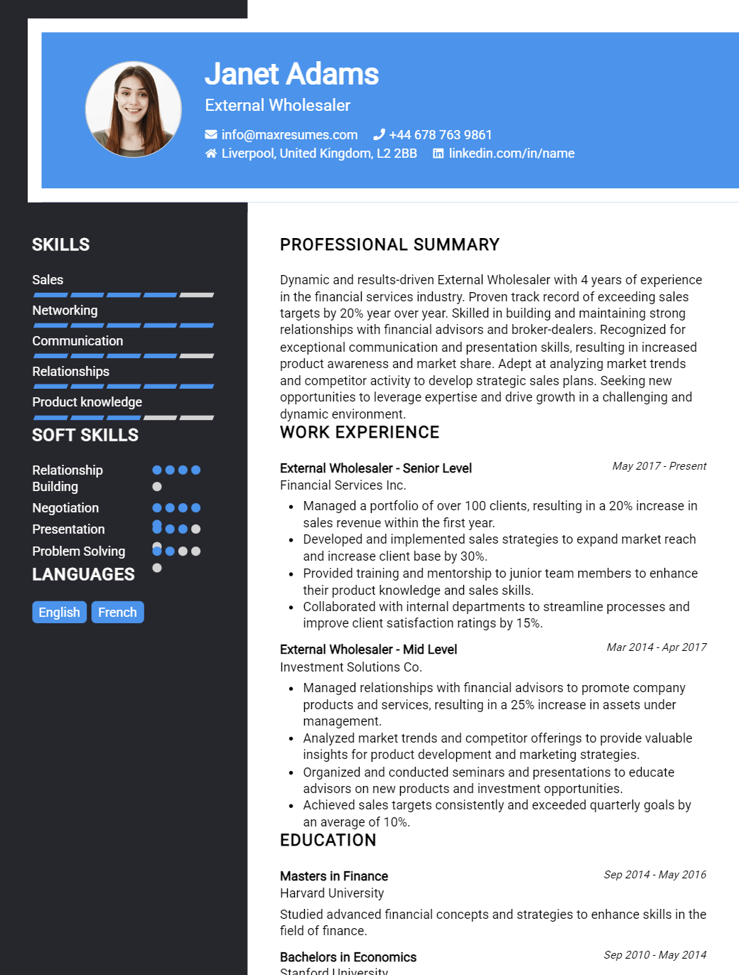 external-wholesaler-resume-sample