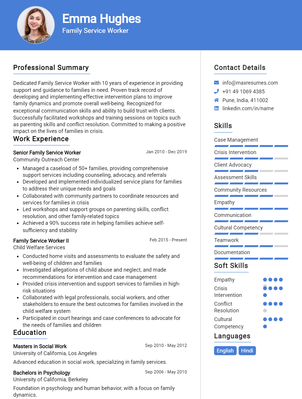 family-service-worker-resume-sample