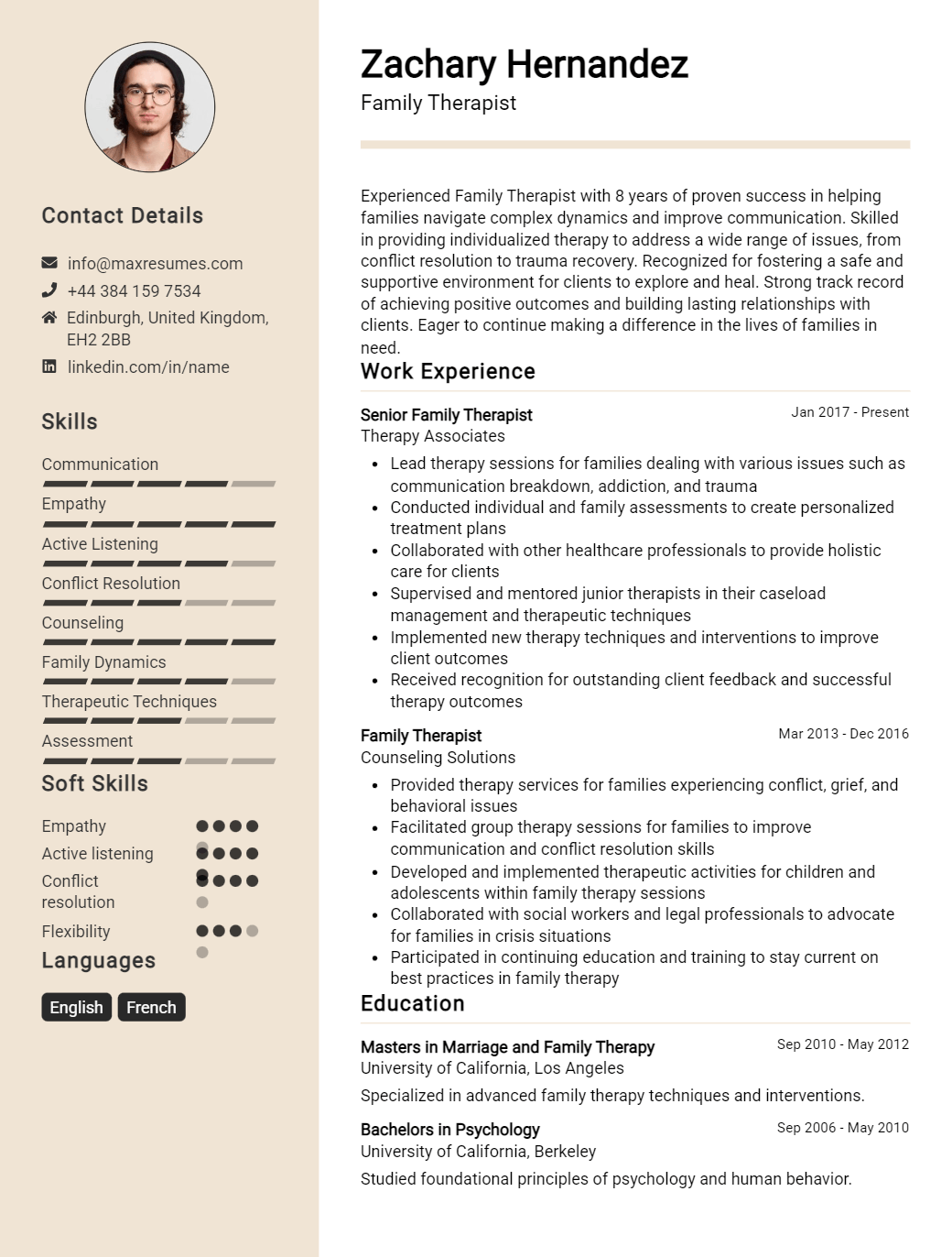 family-therapist-resume-sample