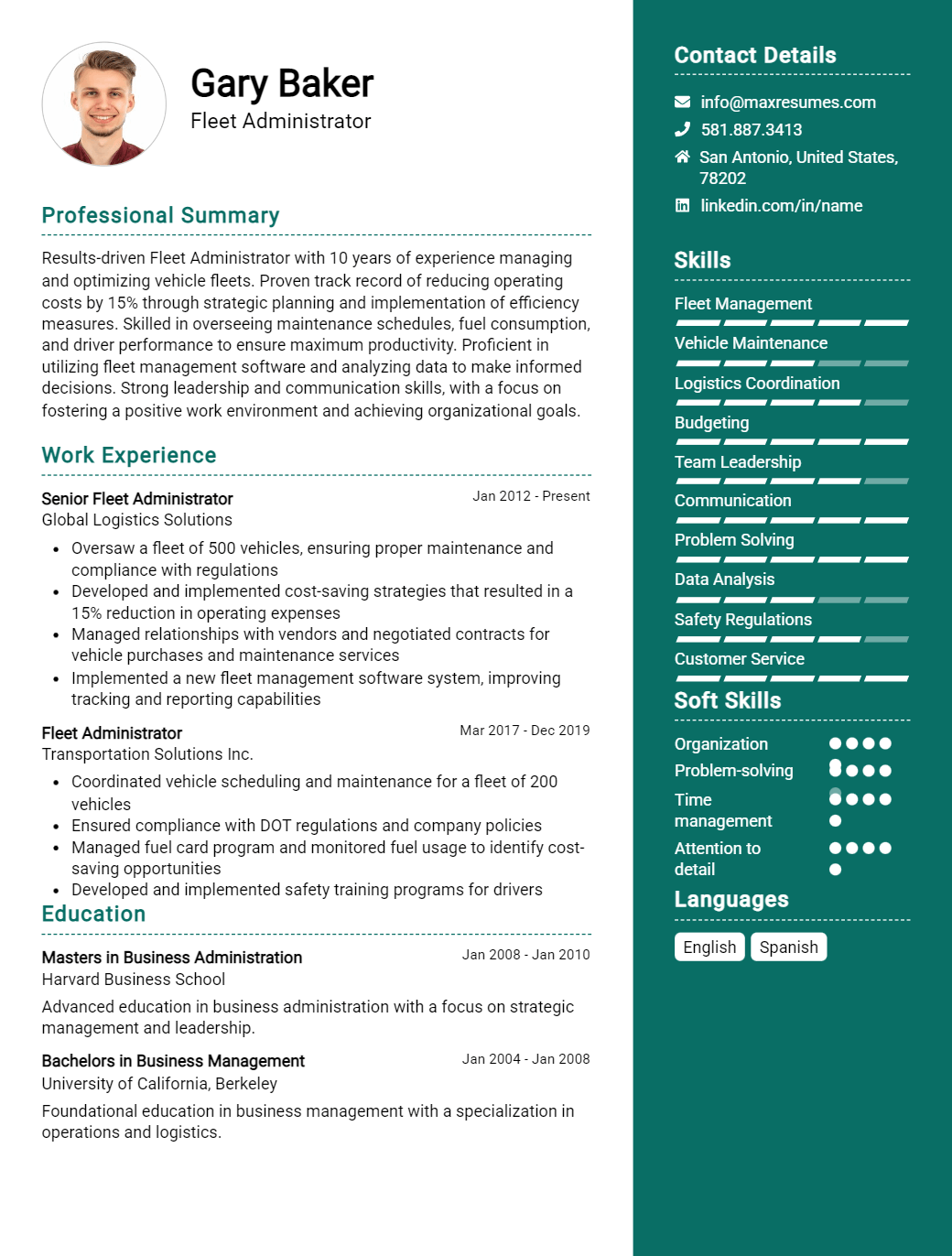 fleet-administrator-resume-sample