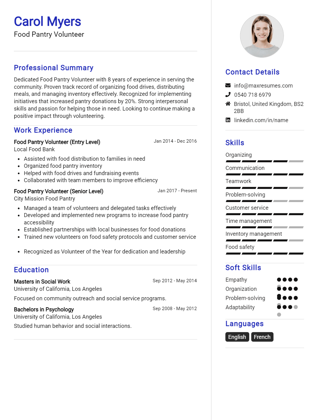 food-pantry-volunteer-resume-sample