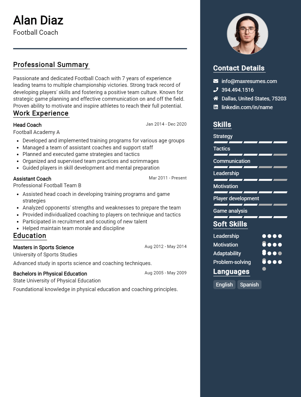football-coach-resume-sample