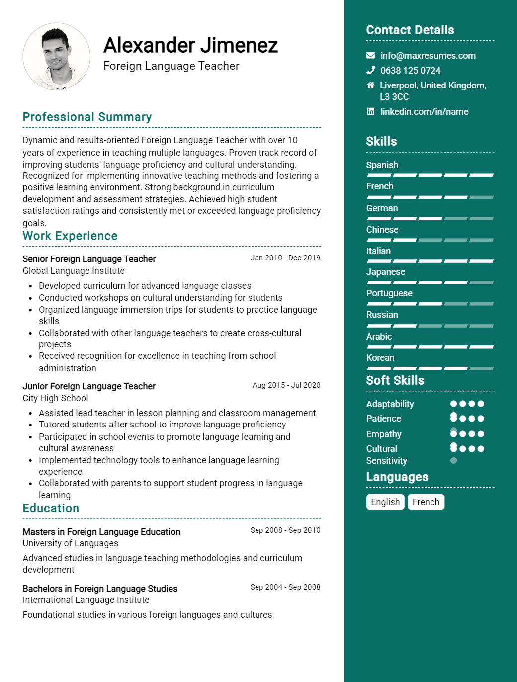 foreign-language-teacher-resume-sample