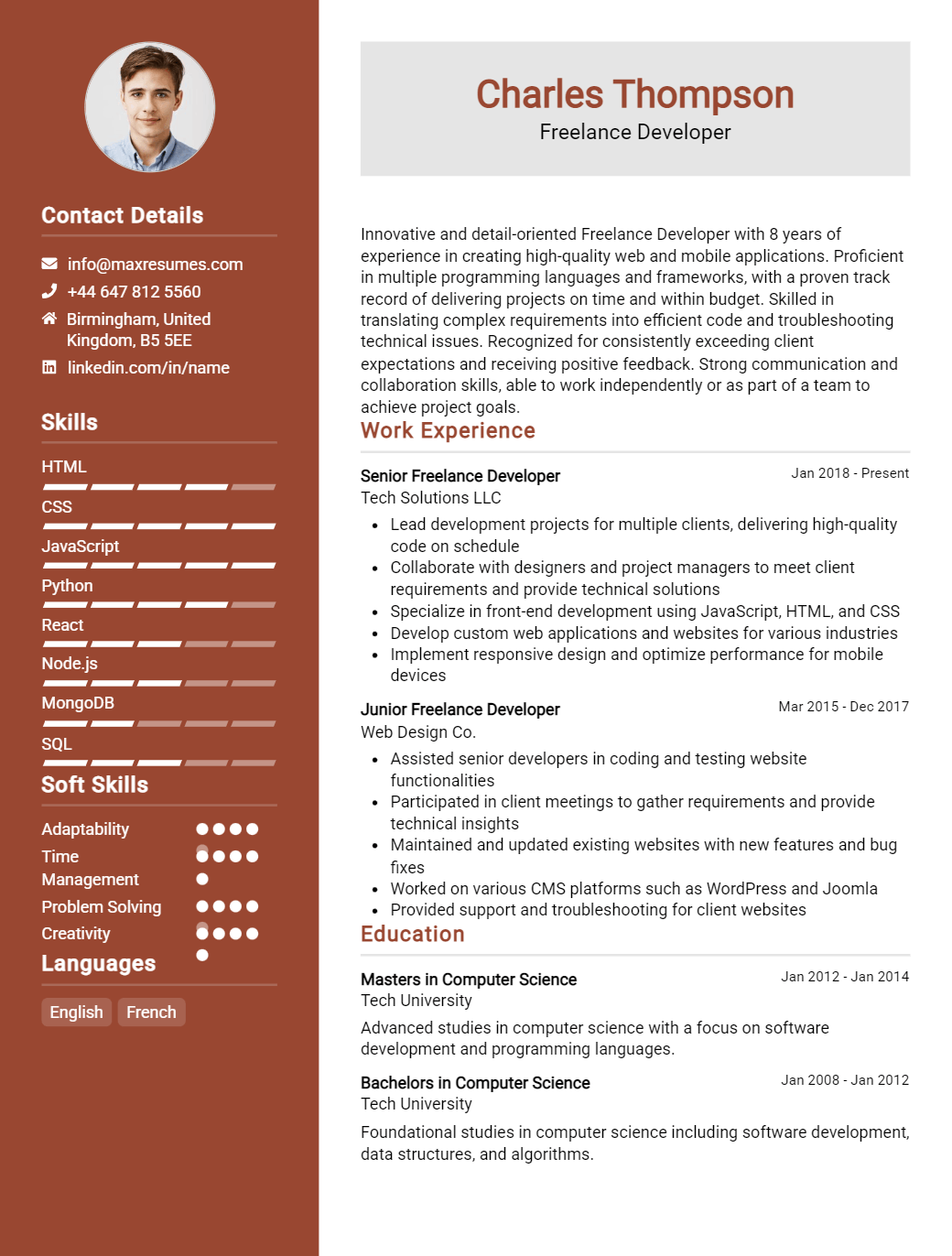 freelance-developer-resume-sample