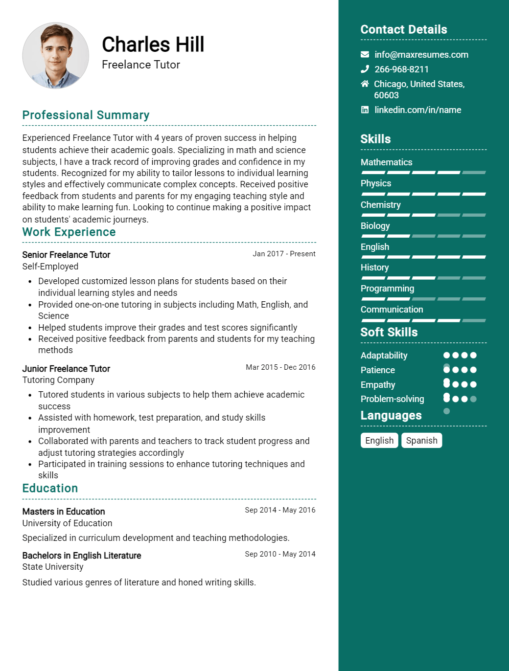 freelance-tutor-resume-sample