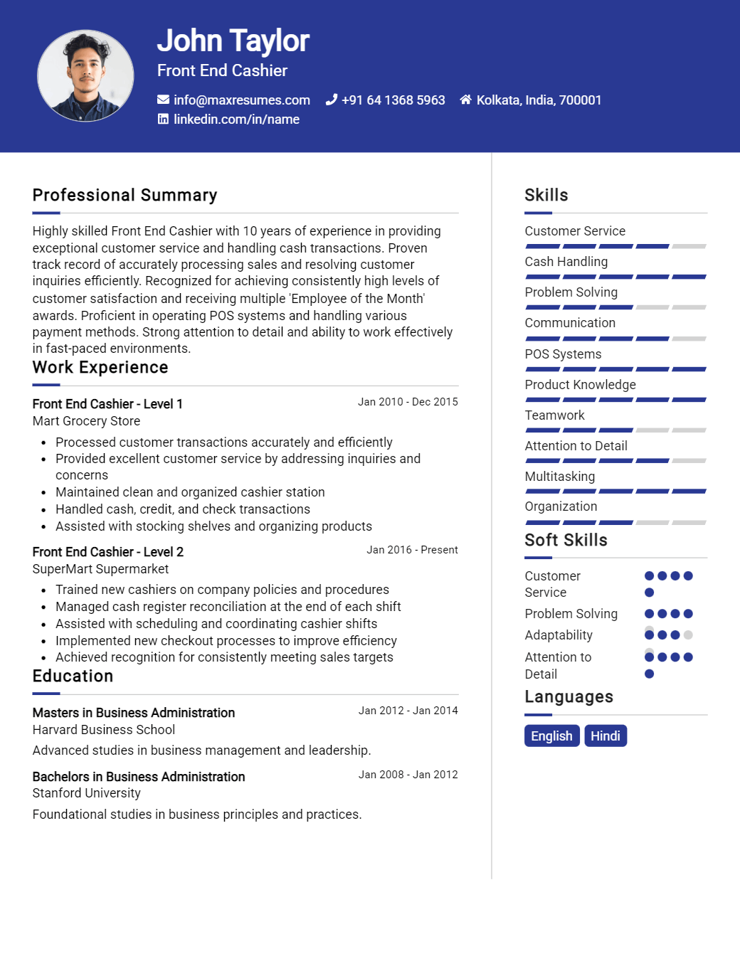 front-end-cashier-resume-sample