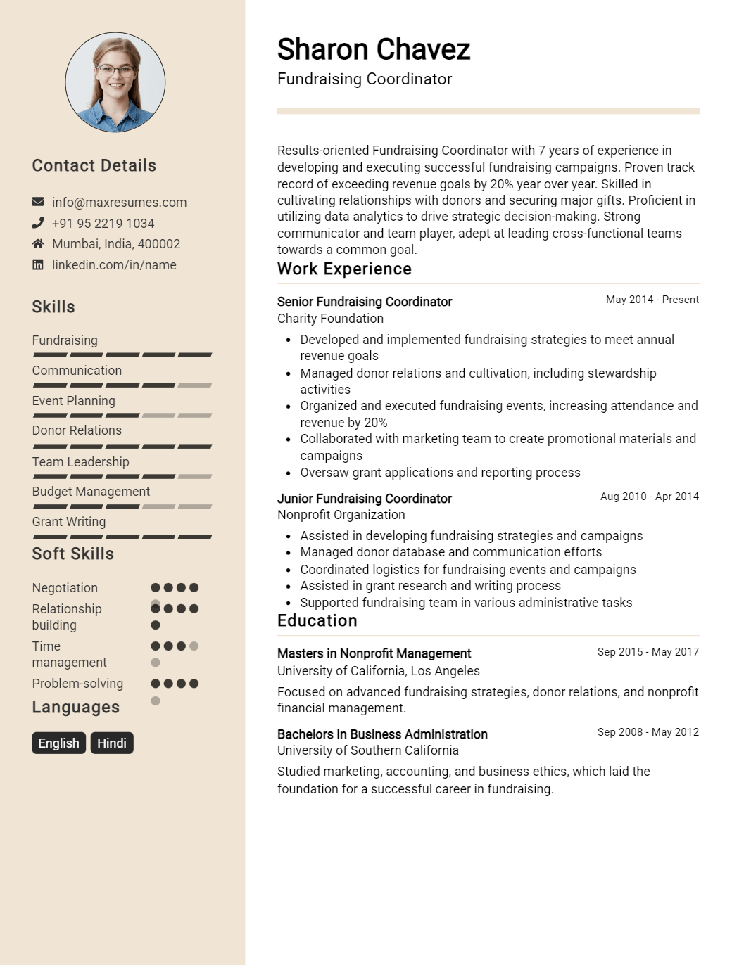 fundraising-coordinator-resume-sample