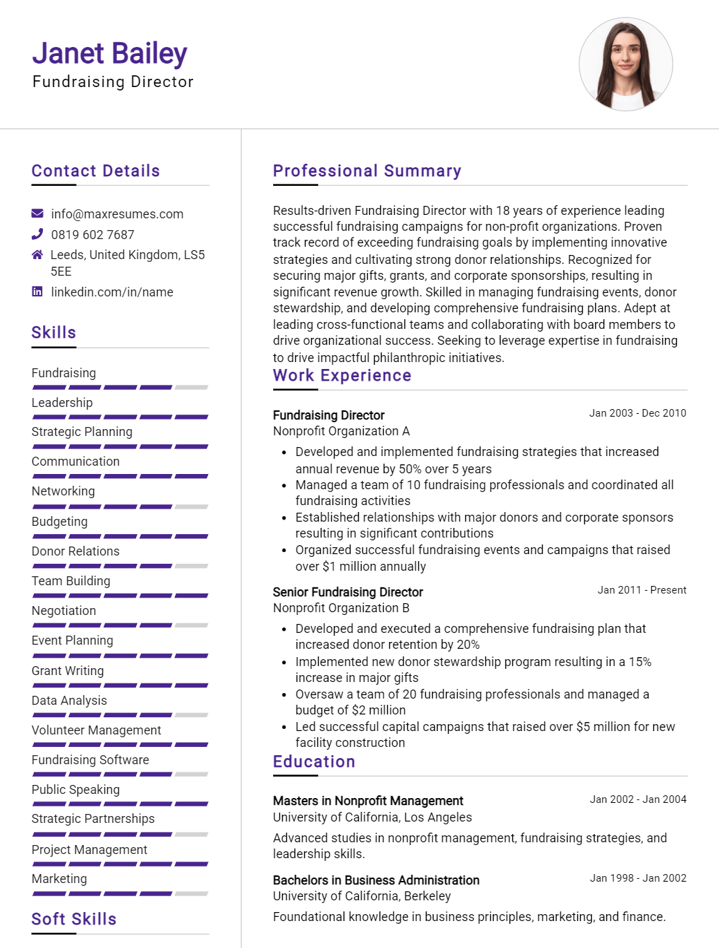 fundraising-director-resume-sample