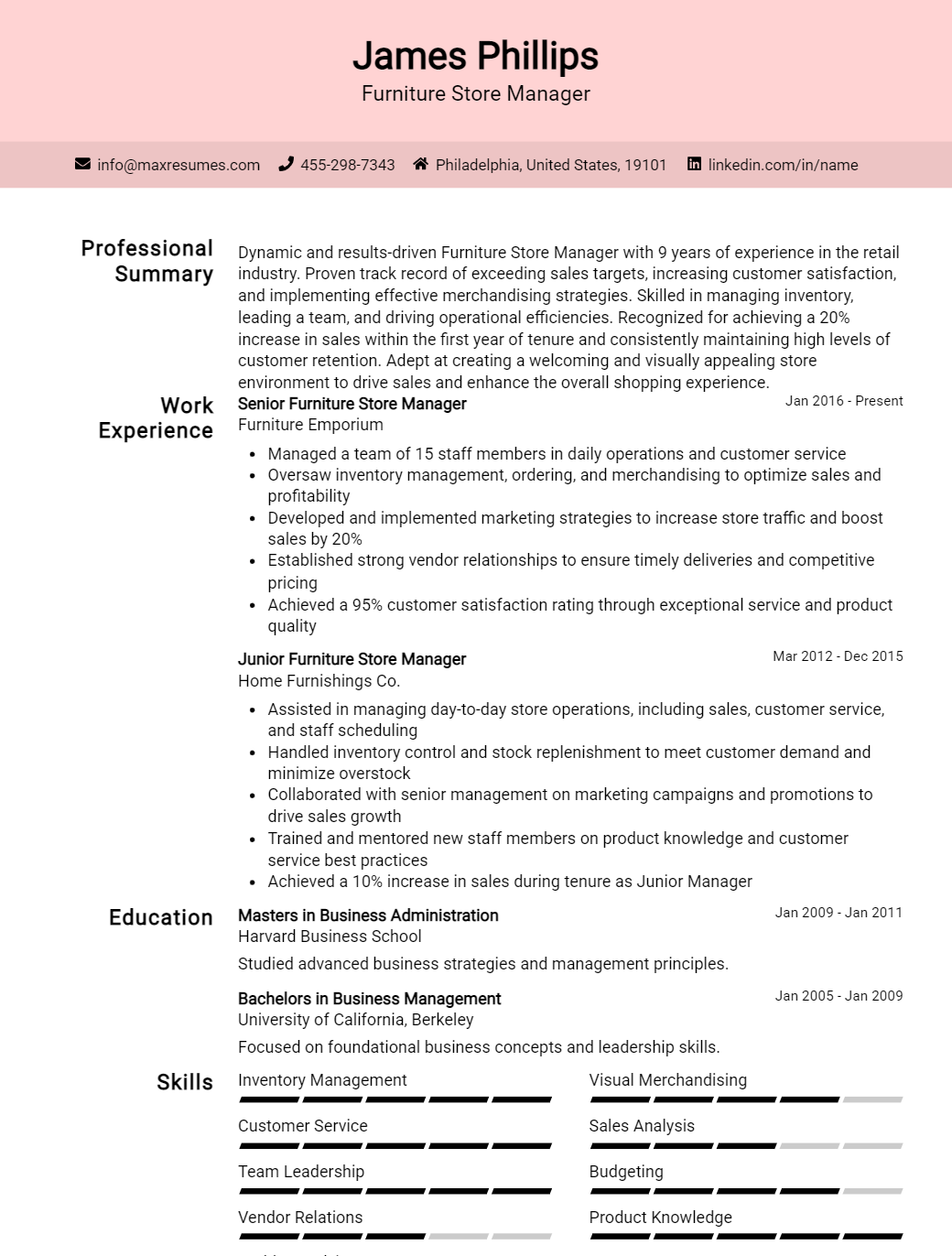 furniture-store-manager-resume-sample