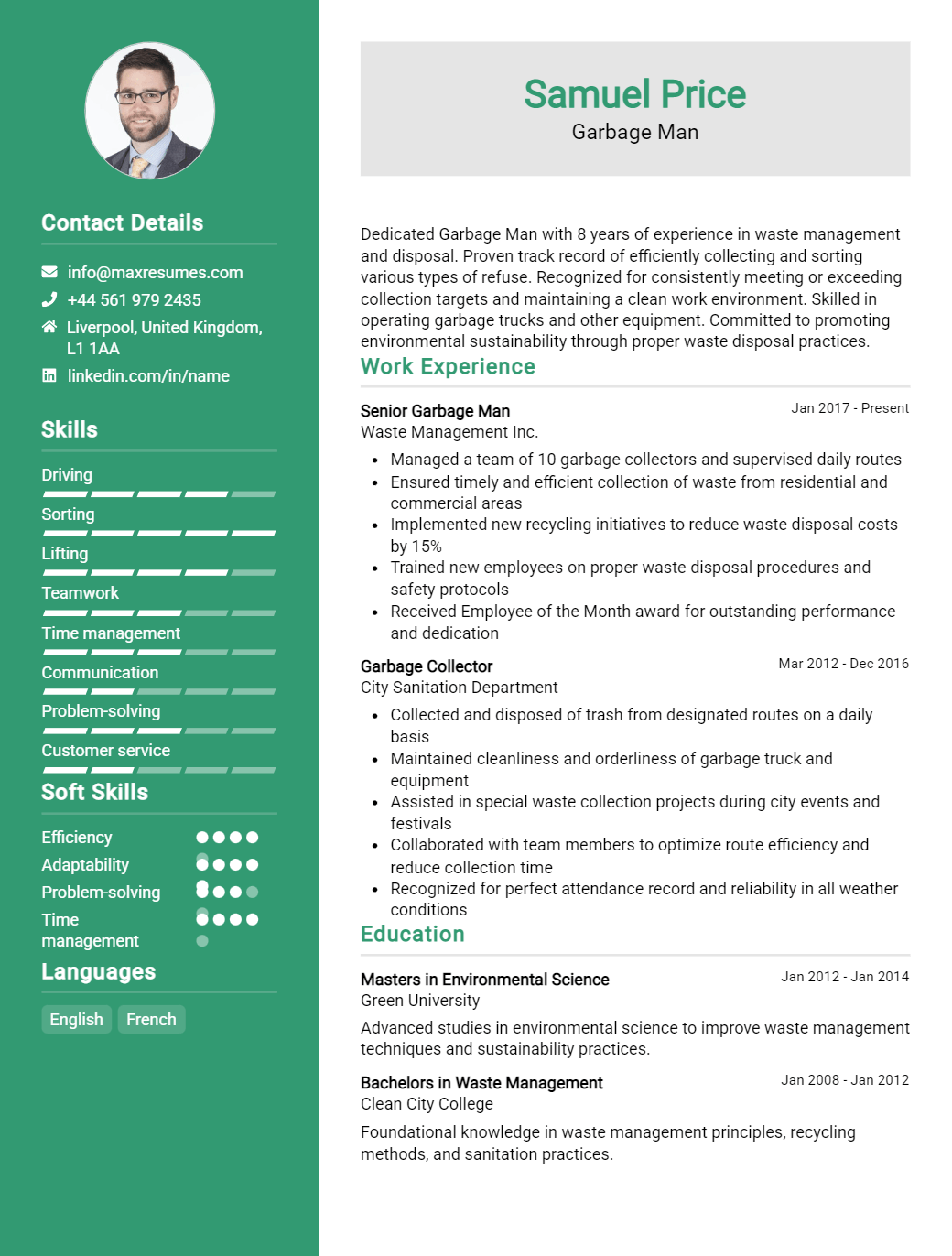 garbage-man-resume-sample