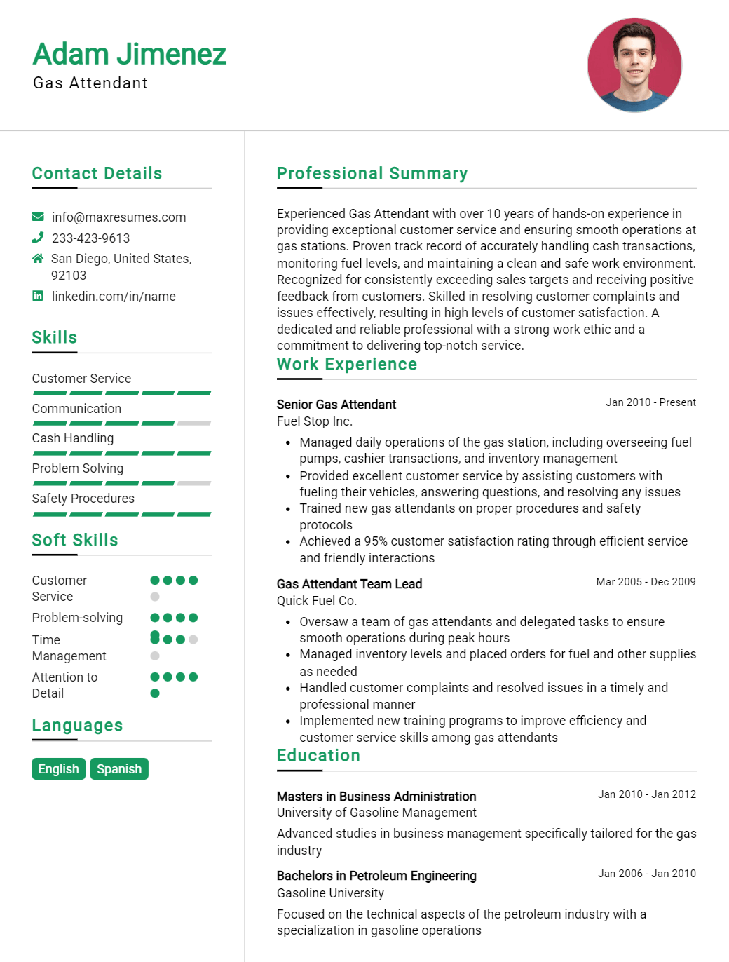 gas-attendant-resume-sample