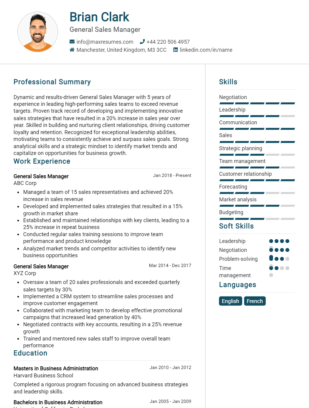 general-sales-manager-resume-sample
