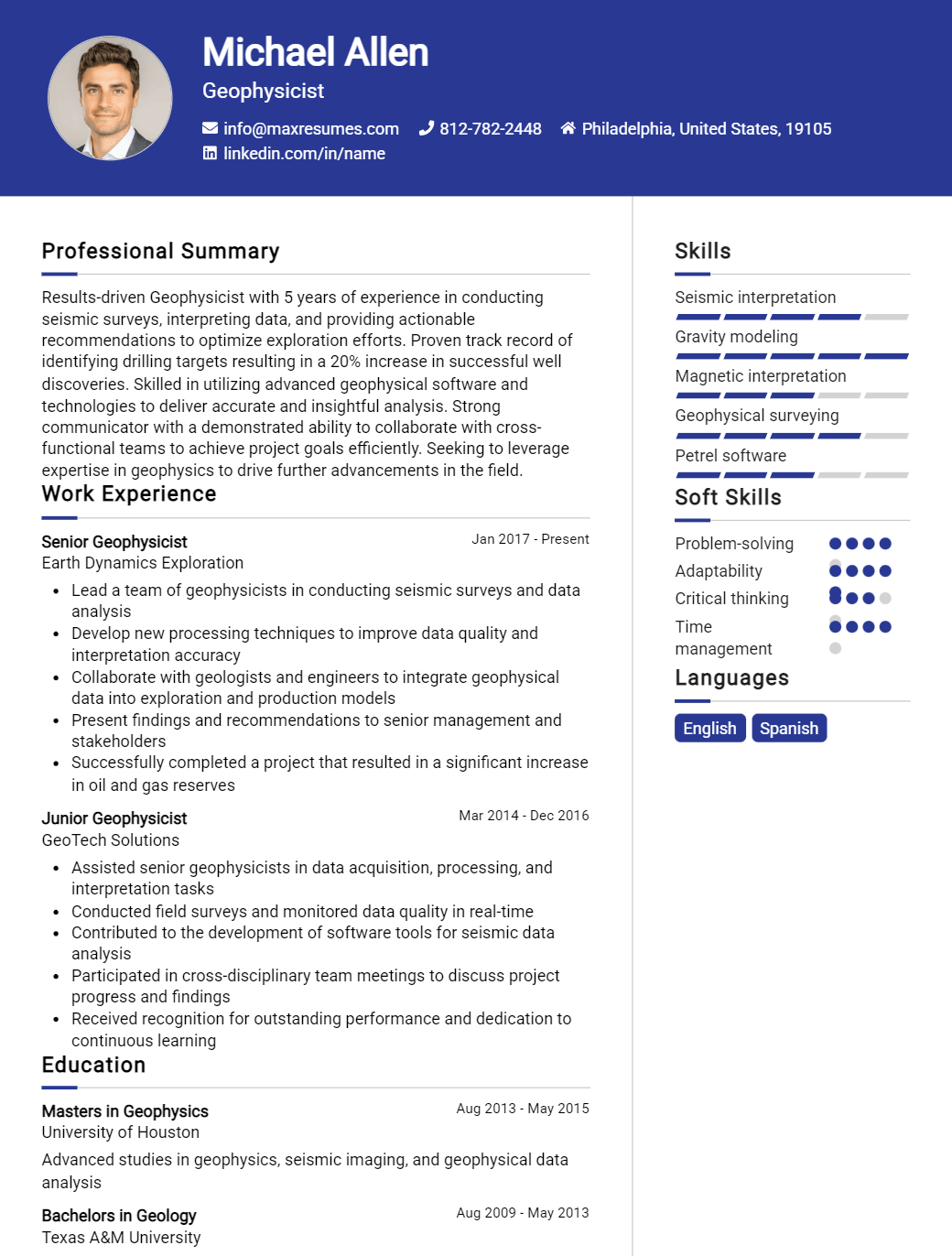 geophysicist-resume-sample