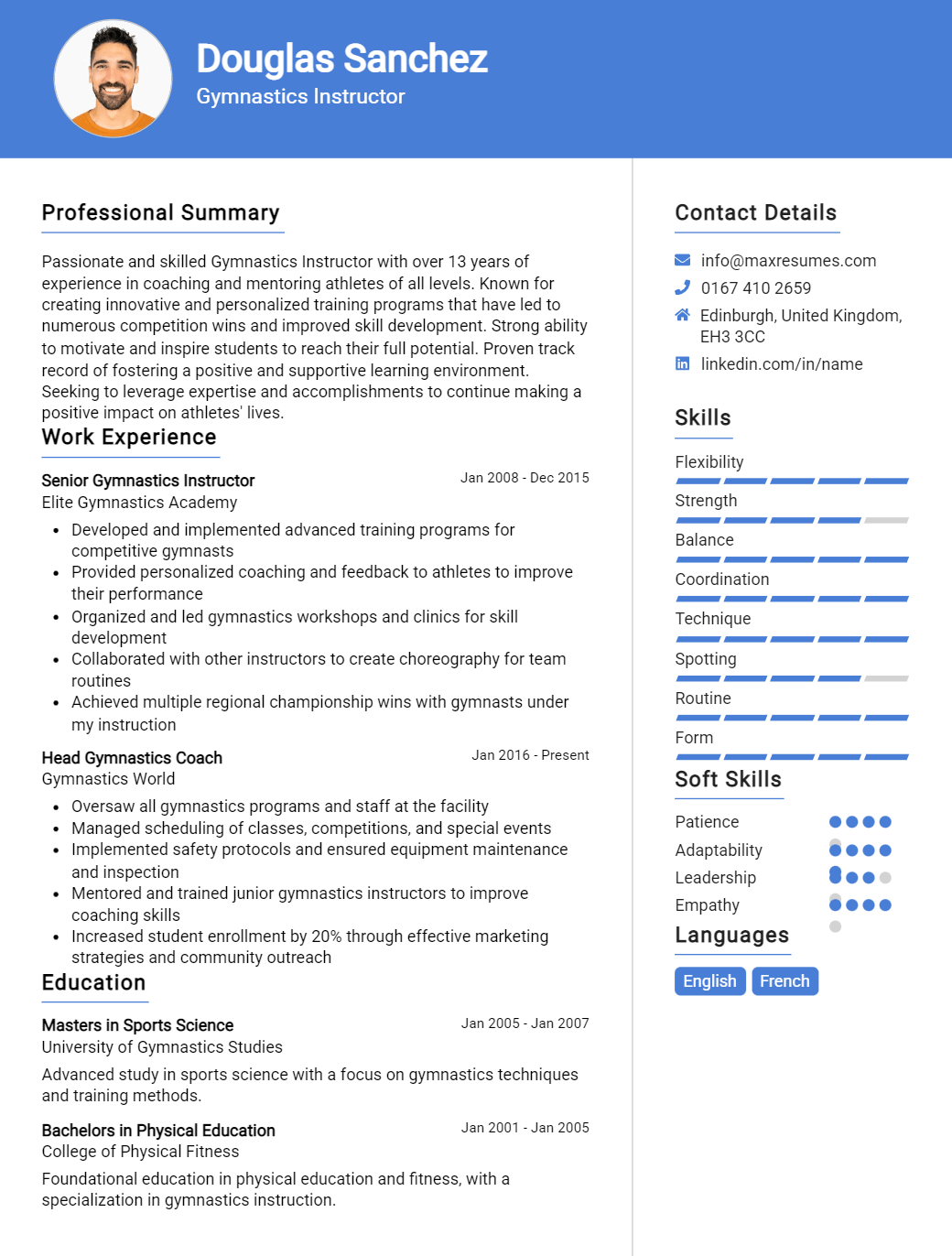 gymnastics-instructor-resume-sample