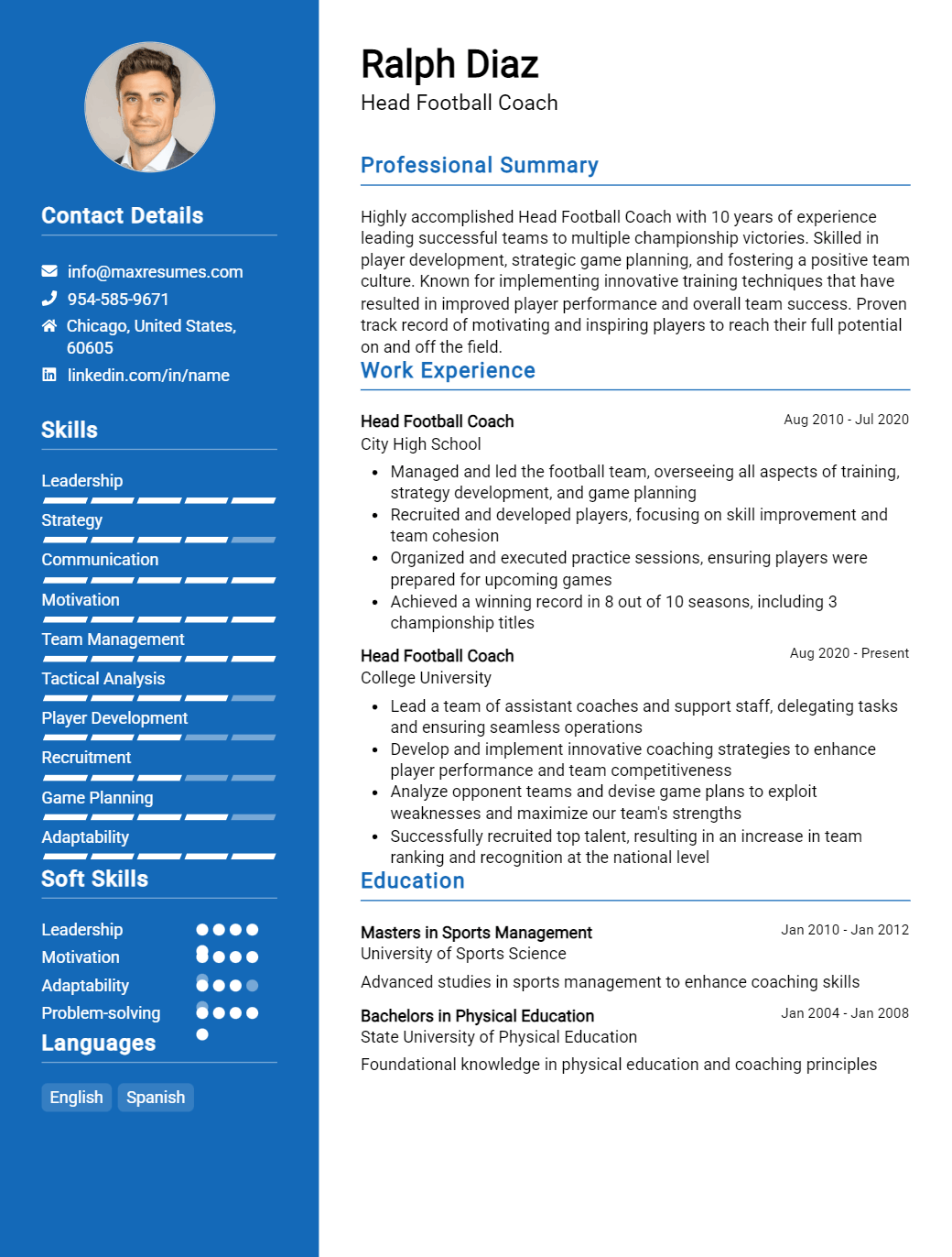 head-football-coach-resume-sample