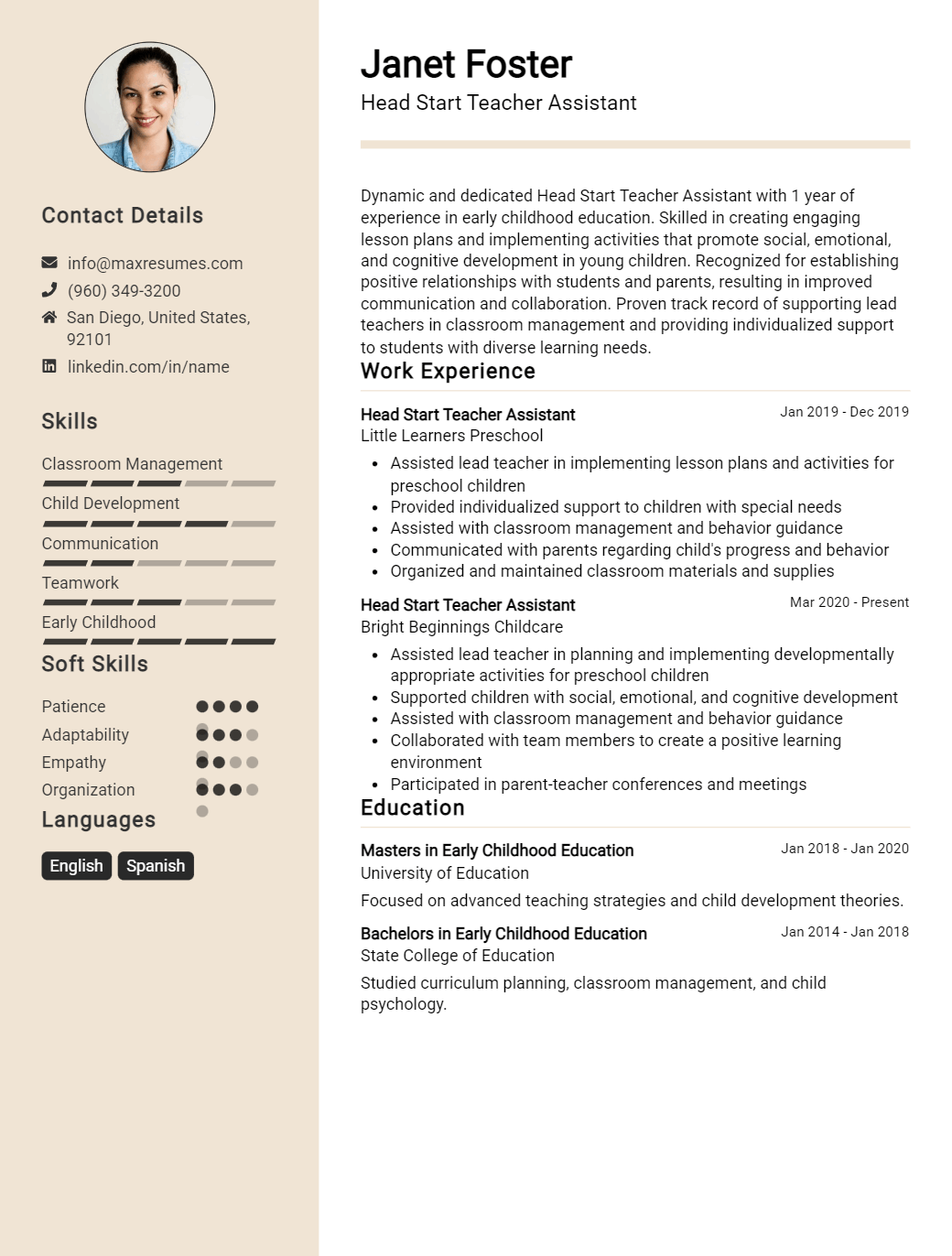 head-start-teacher-assistant-resume-sample