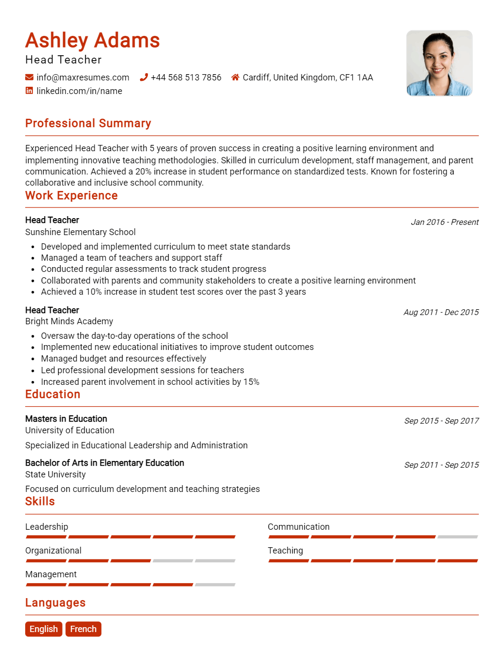 head-teacher-resume-sample