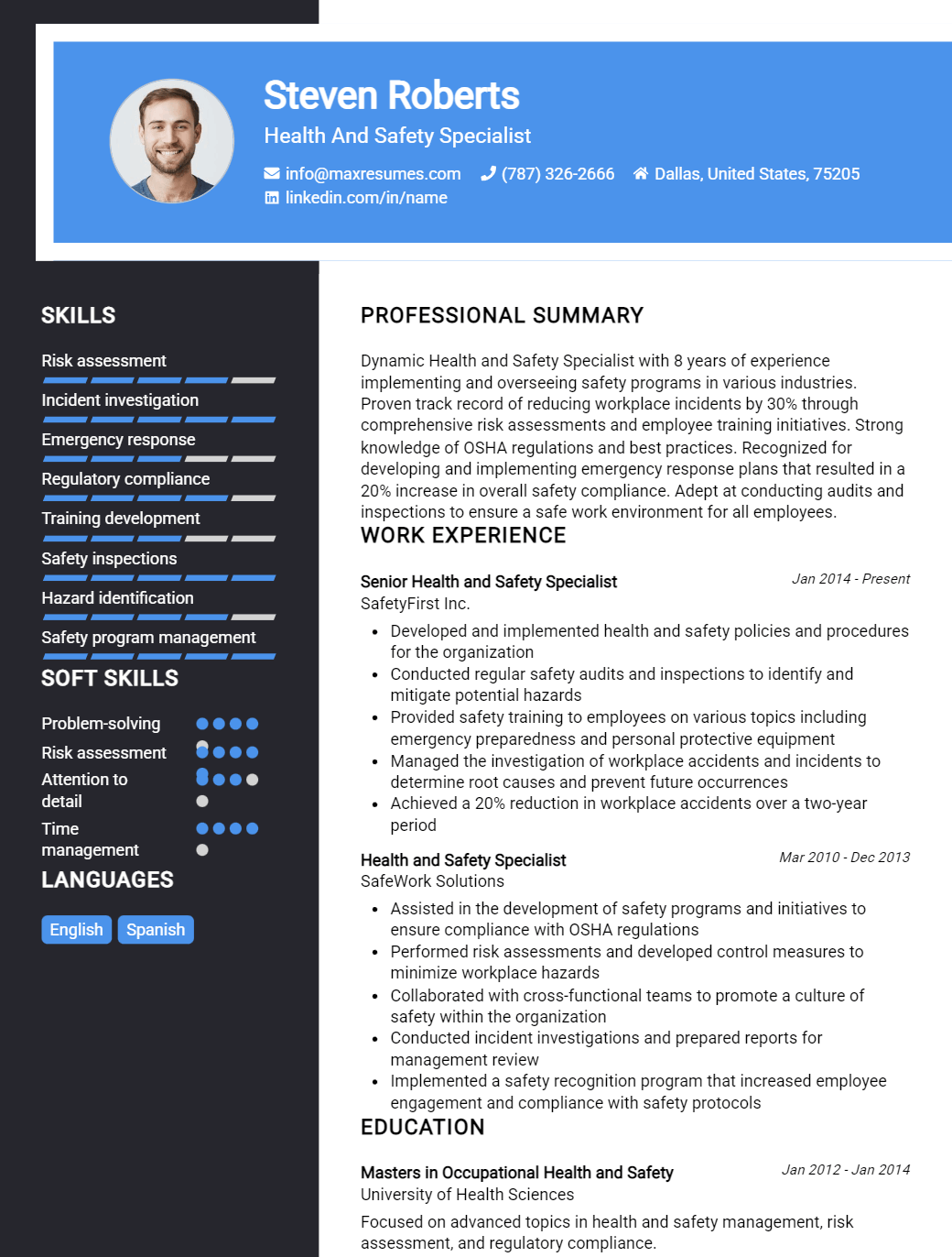 health-and-safety-specialist-resume-sample