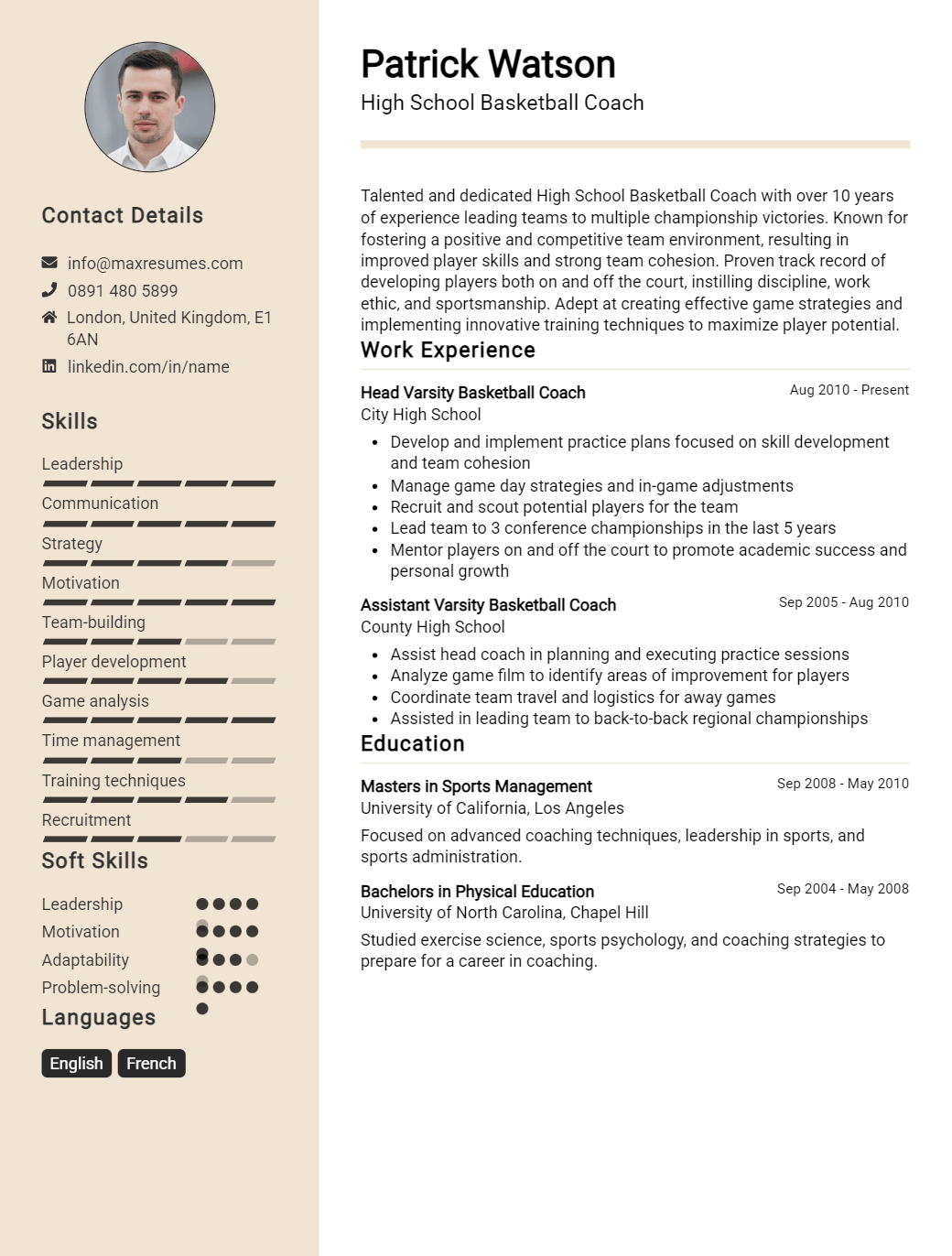 high-school-basketball-coach-resume-sample
