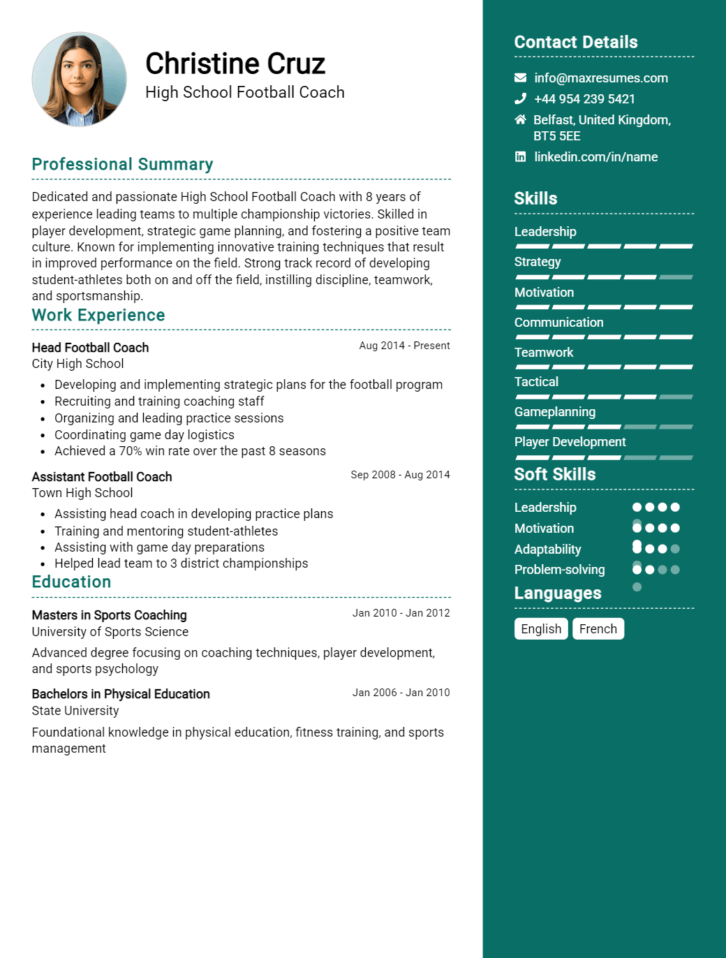 high-school-football-coach-resume-sample