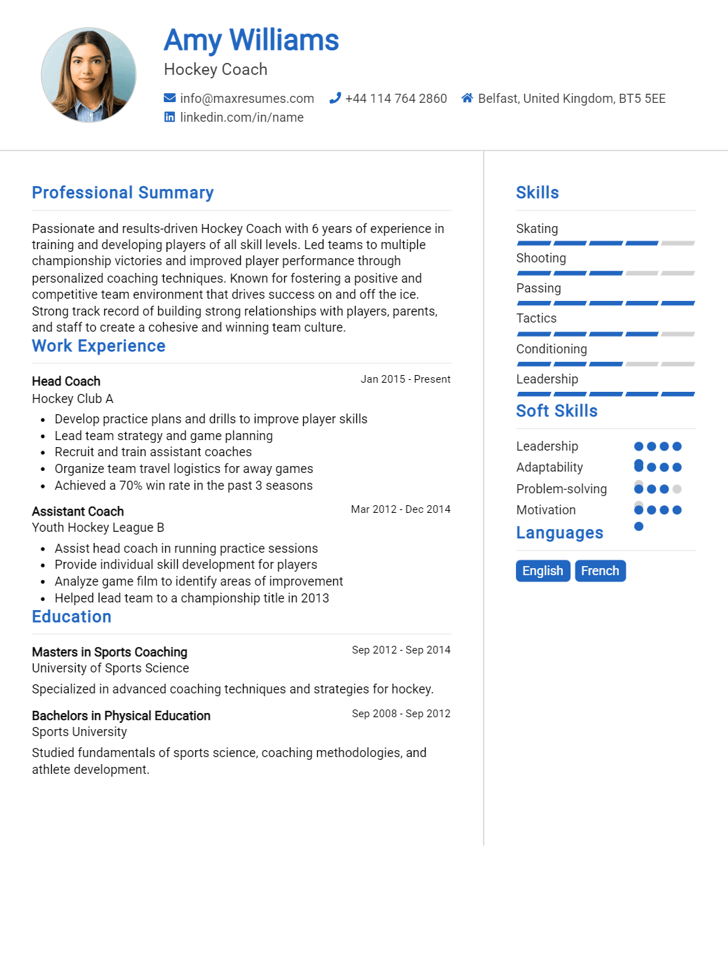 hockey-coach-resume-sample