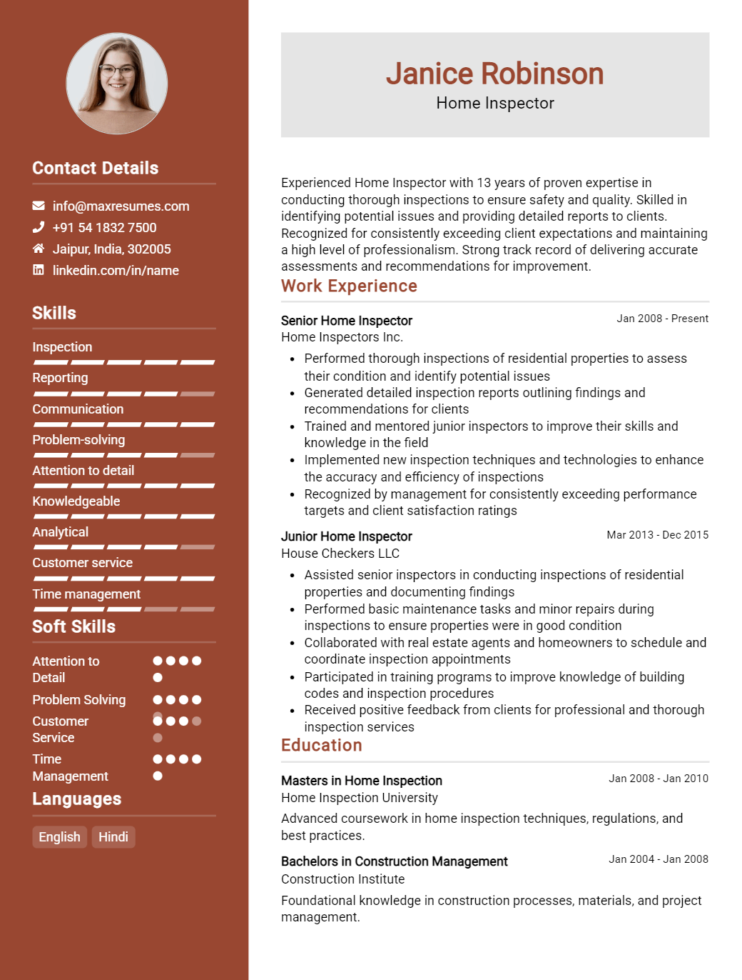 home-inspector-resume-sample