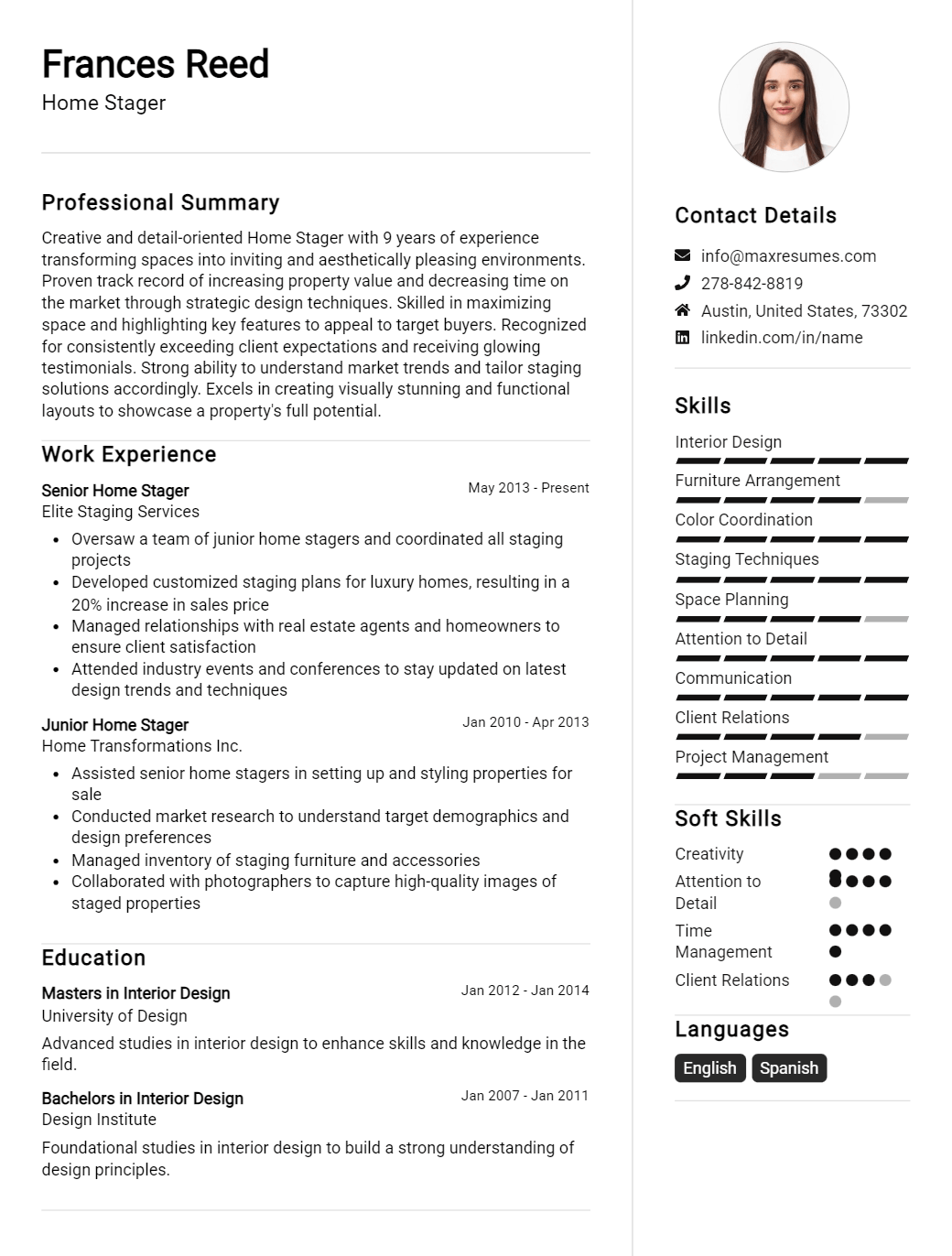 home-stager-resume-sample