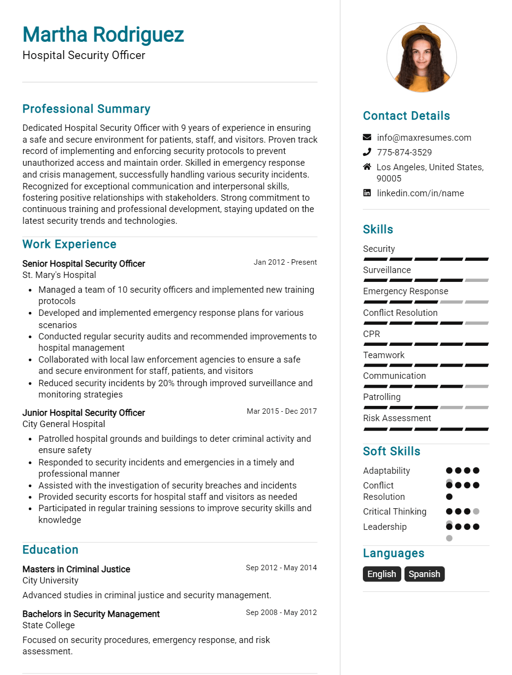 hospital-security-officer-resume-sample