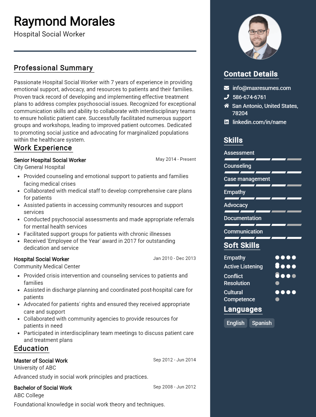 hospital-social-worker-resume-sample