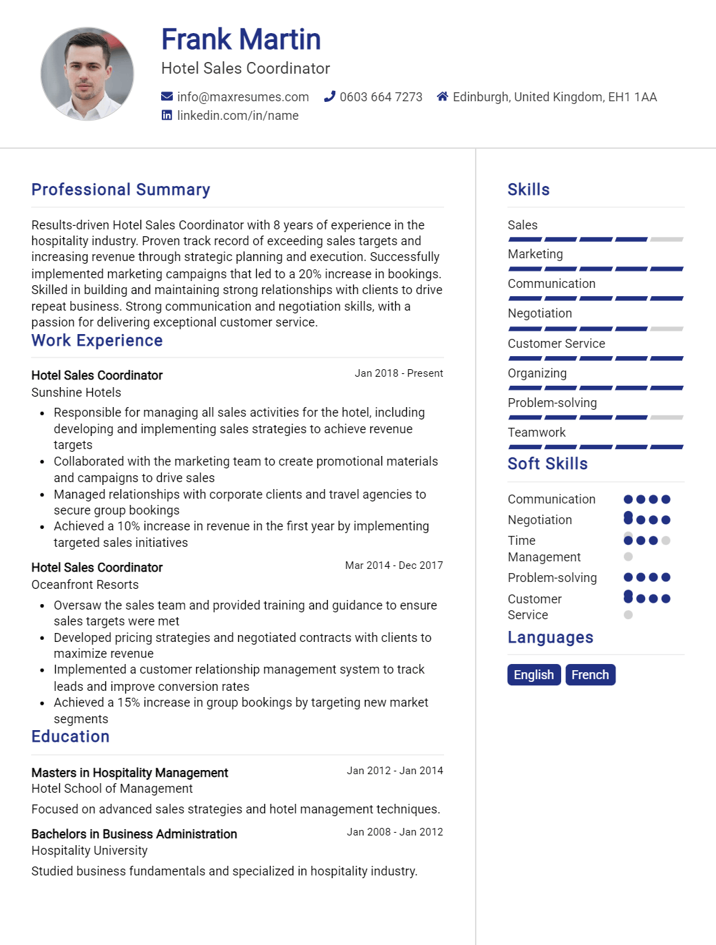hotel-sales-coordinator-resume-sample