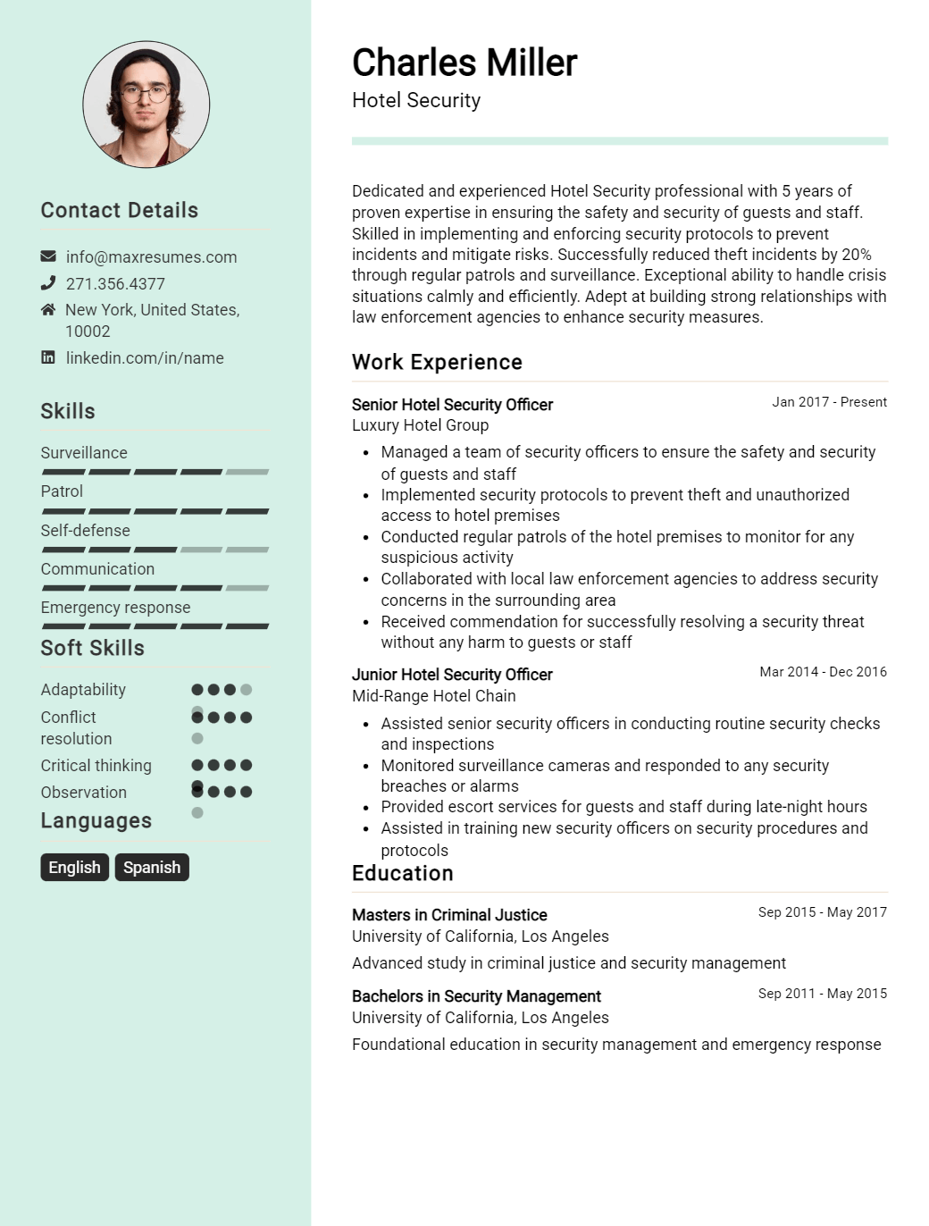 hotel-security-resume-sample