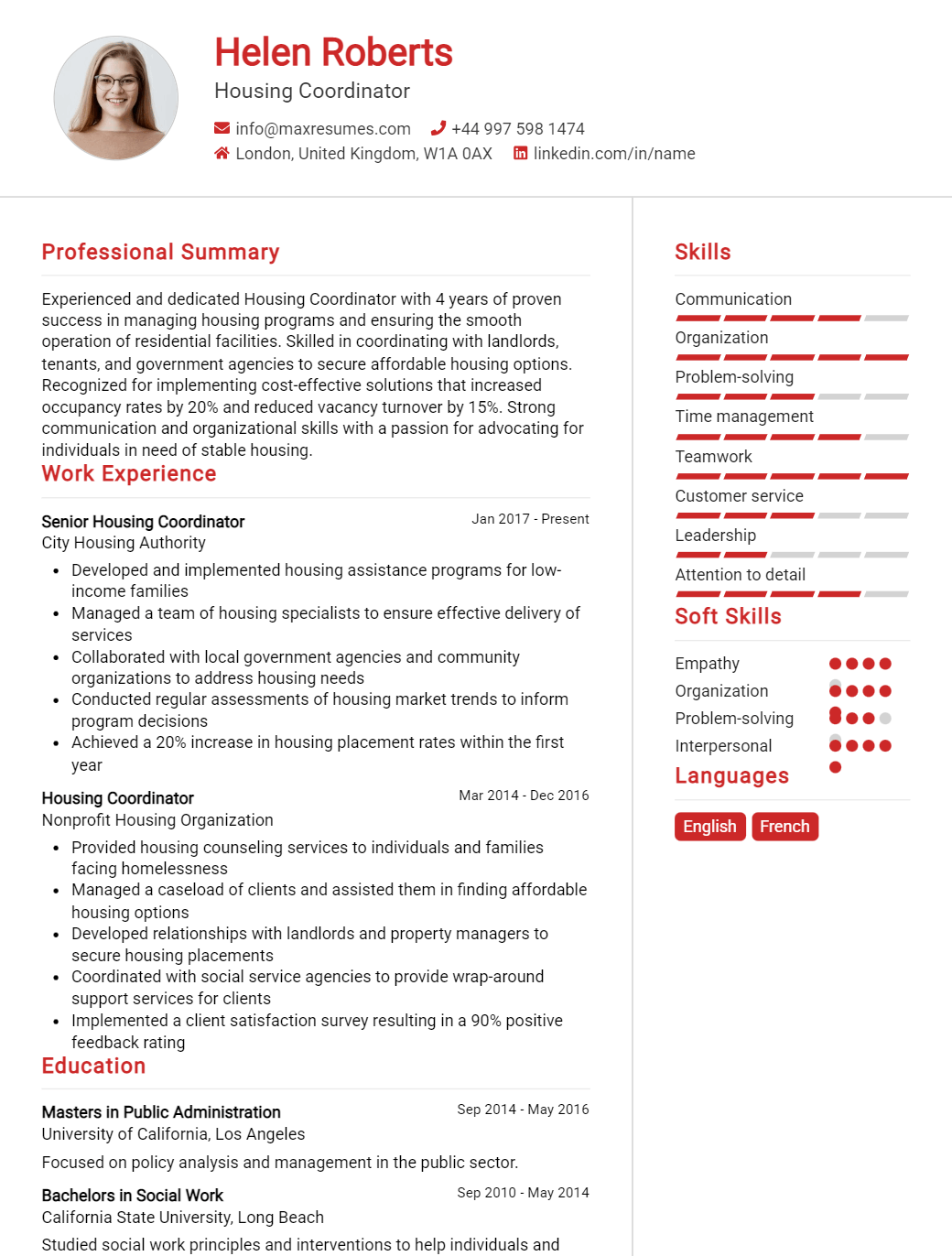 housing-coordinator-resume-sample