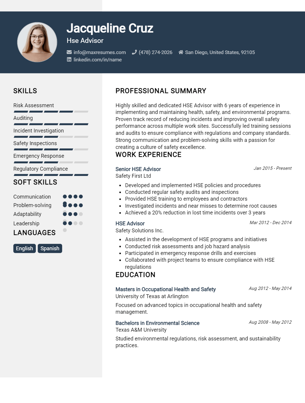 hse-advisor-resume-sample