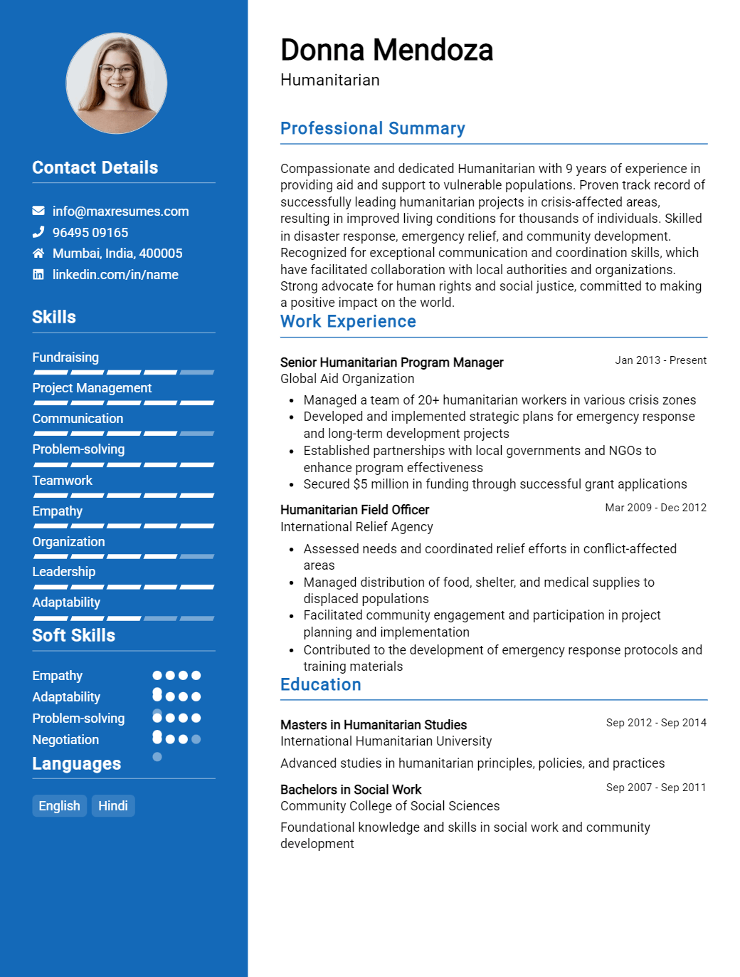 humanitarian-resume-sample