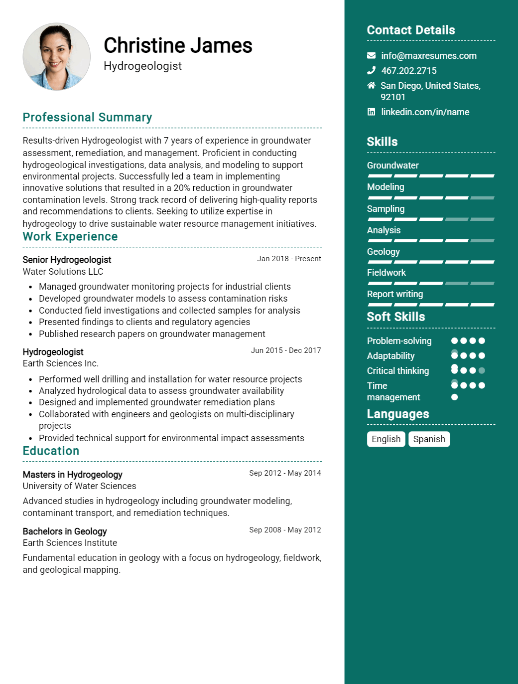 hydrogeologist-resume-sample