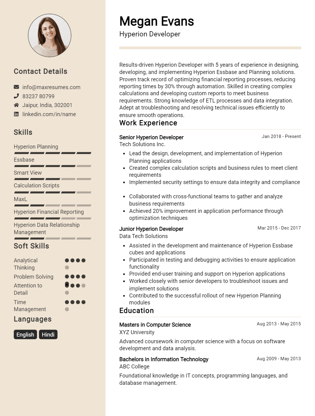 hyperion-developer-resume-sample